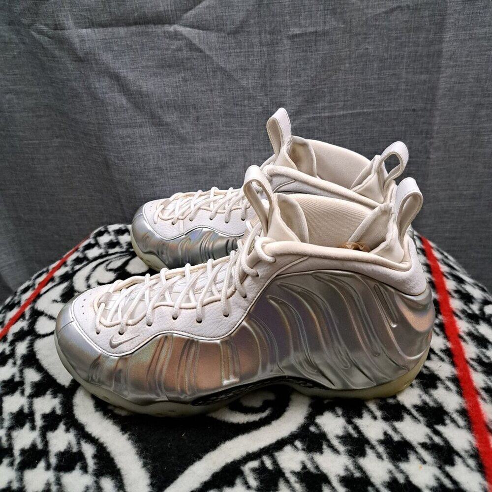 %Size 9.5 Rare Nike Air Foamposite One White Chrome Women A 15